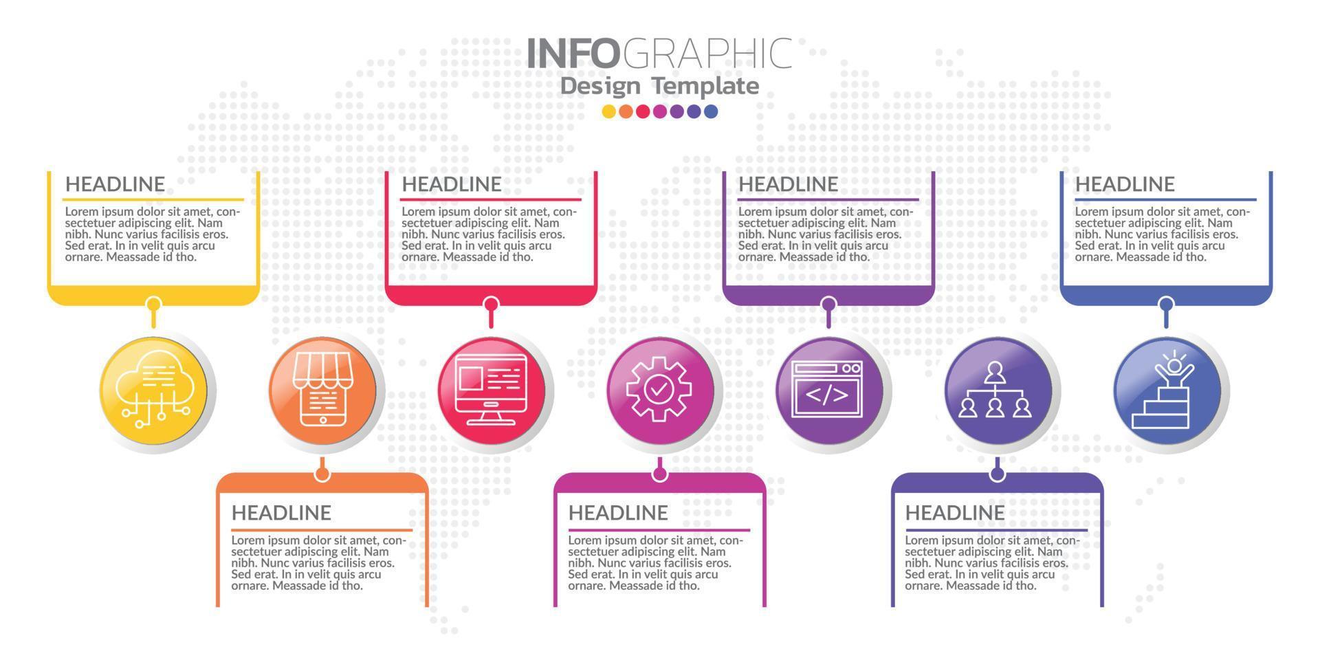 Infographic business concept with 7 options or steps. Vector illustration