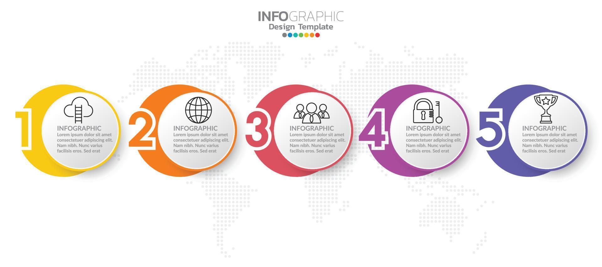 Infographic template design with 5 color options. vector