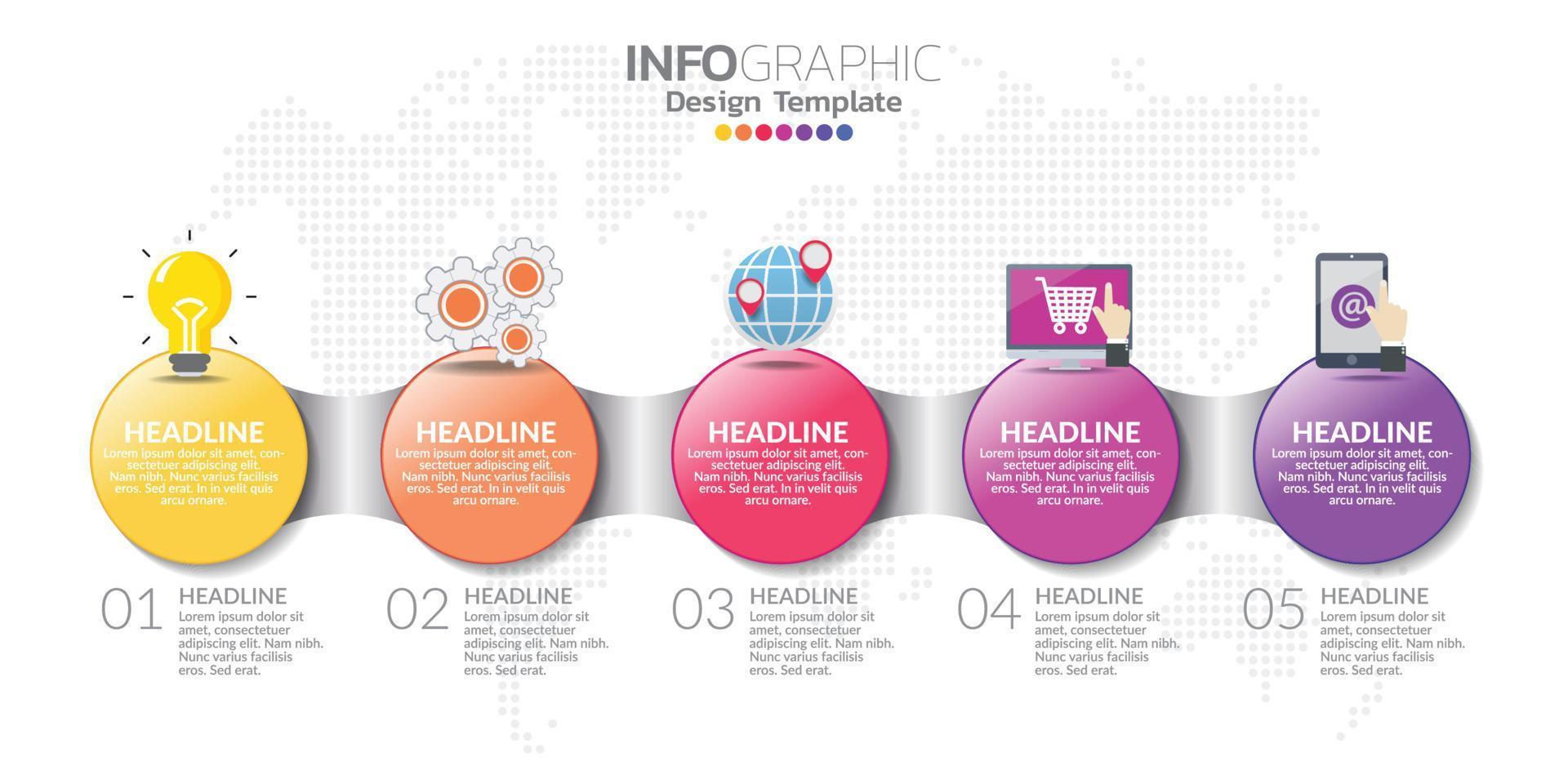 concepto de negocio infográfico con 5 opciones o pasos. ilustración vectorial vector