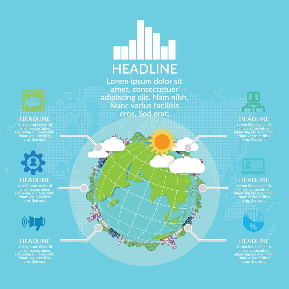 concepto del día de la madre tierra con globo y verde. día Mundial del Medio Ambiente. vector