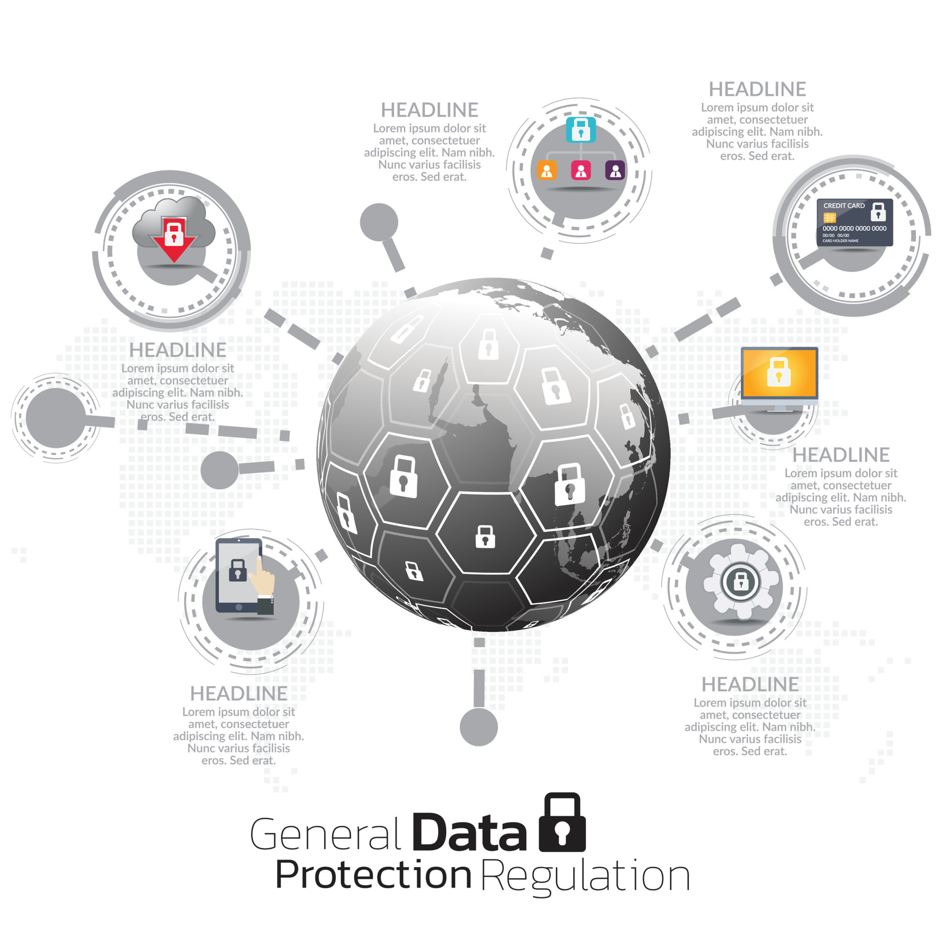 regulación general de protección de datos concepto gdpr. 8581984 Vector ...
