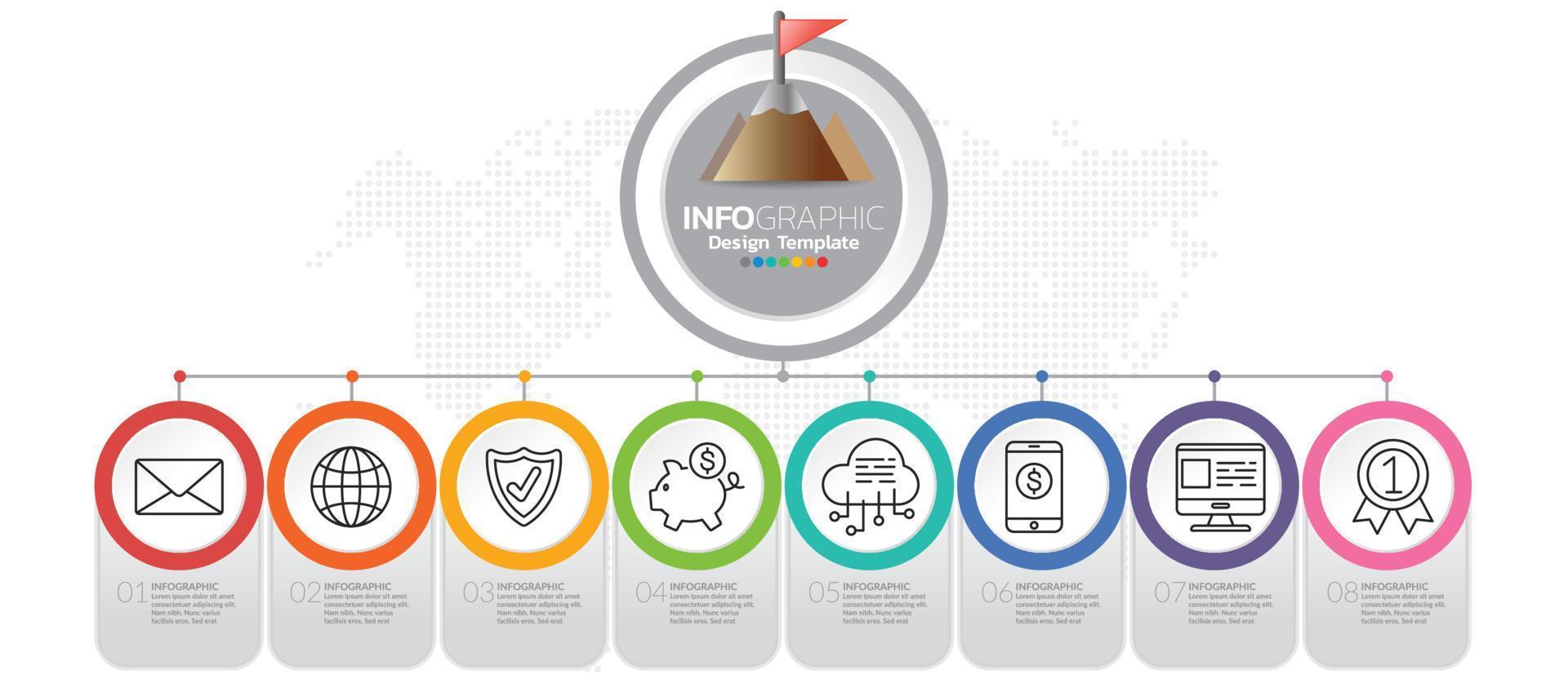 plantilla de infografía con pasos y procesos para su diseño. vector