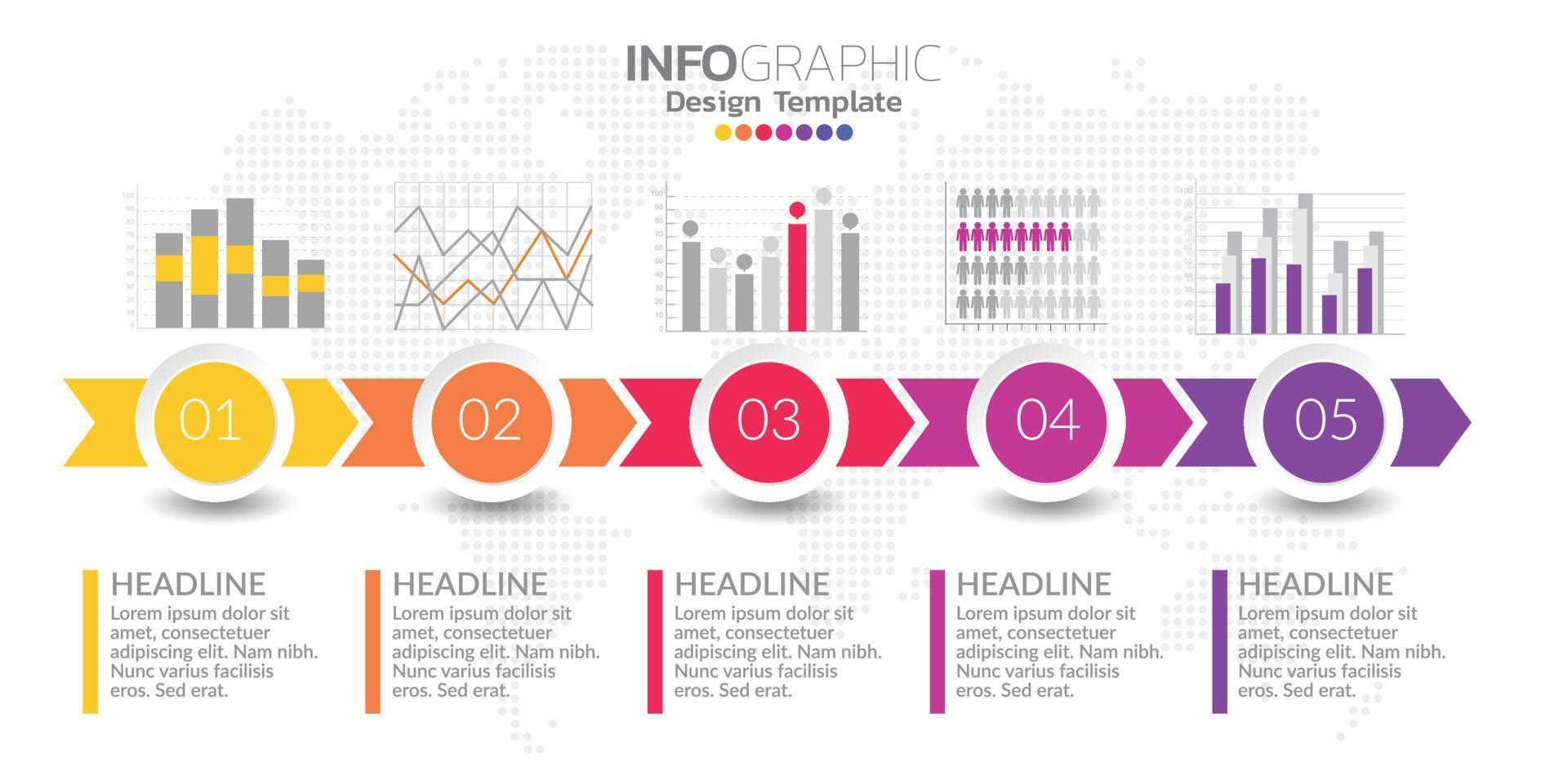 concepto de negocio infográfico con 5 opciones o pasos. vector