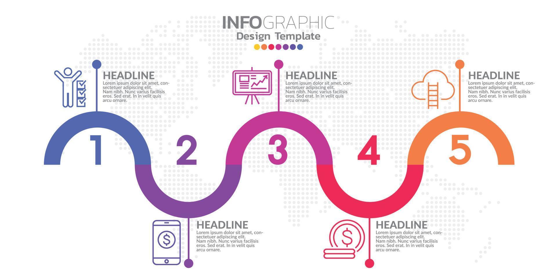 Infographic business concept with 5 options or steps. Vector illustration