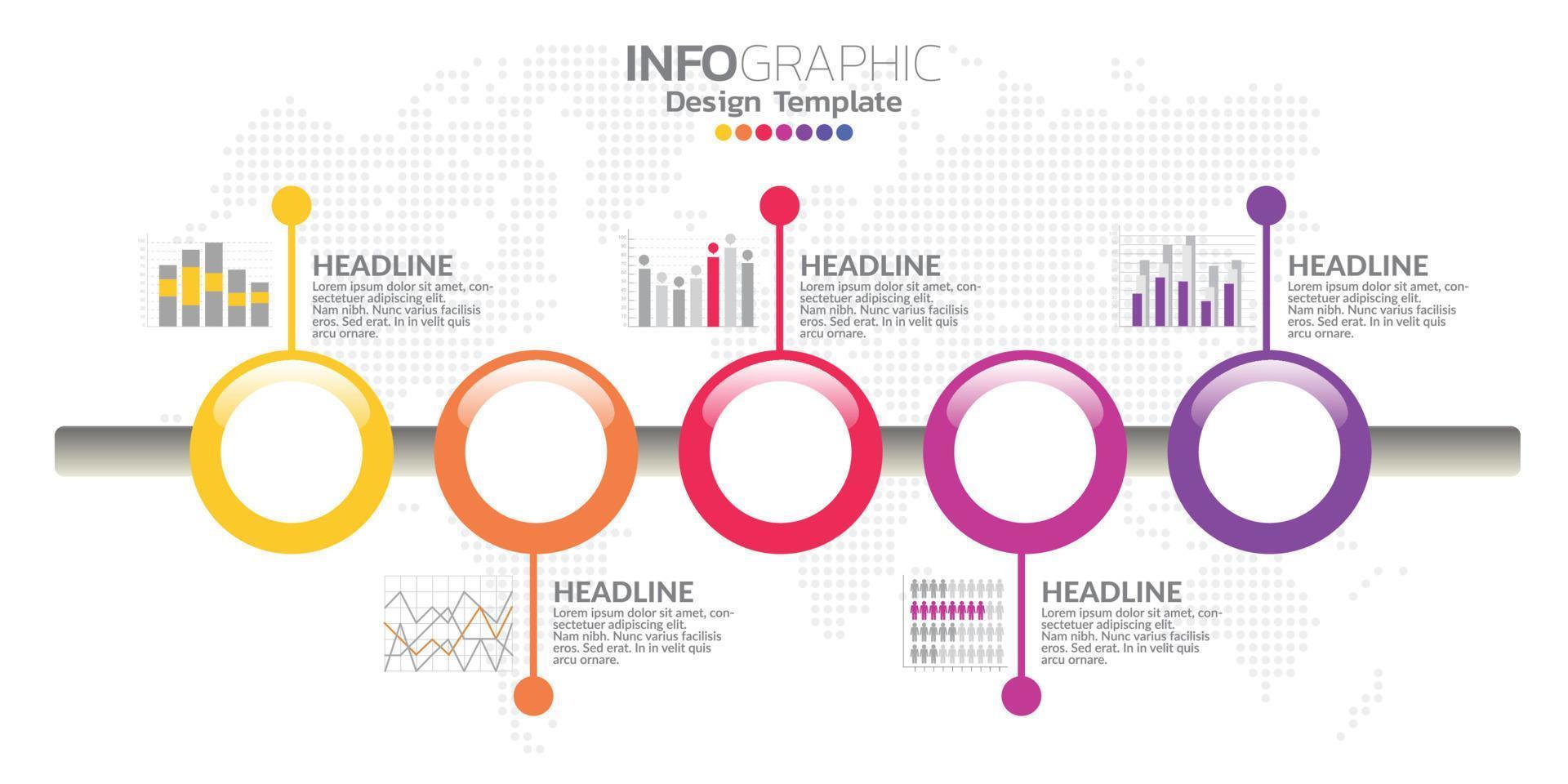 concepto de negocio infográfico con 5 opciones o pasos. ilustración vectorial vector