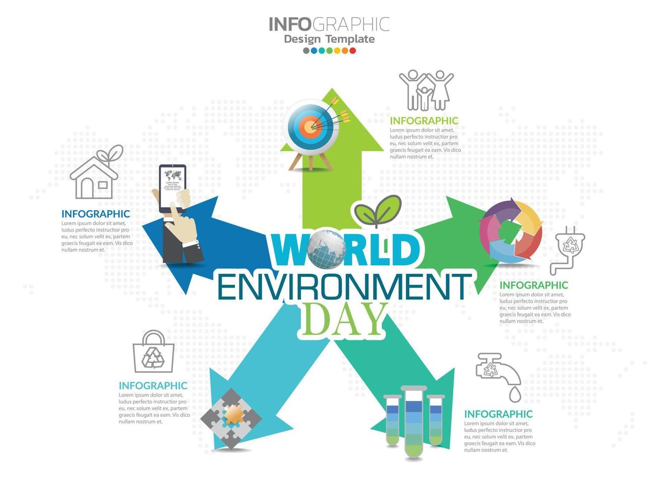 día mundial del medio ambiente con plantilla de infografía empresarial. vector