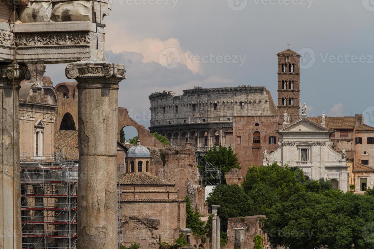 Building ruins and ancient columns  in Rome, Italy photo