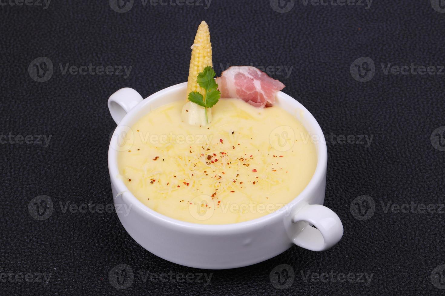 Cheese soup with bacon photo