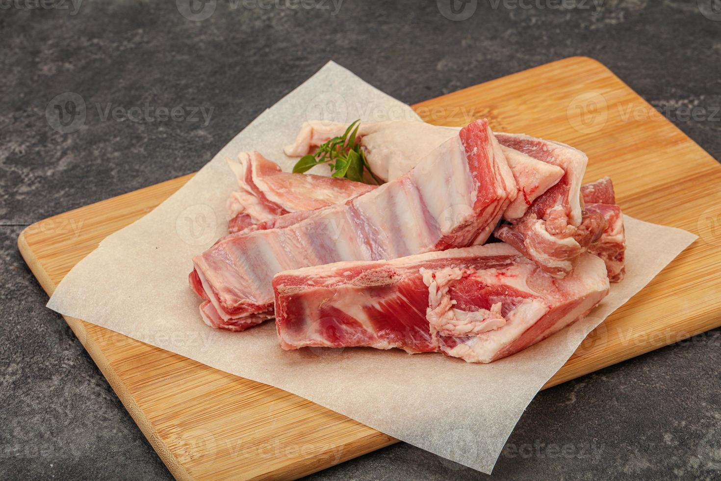 Raw lamb ribs for cooking photo