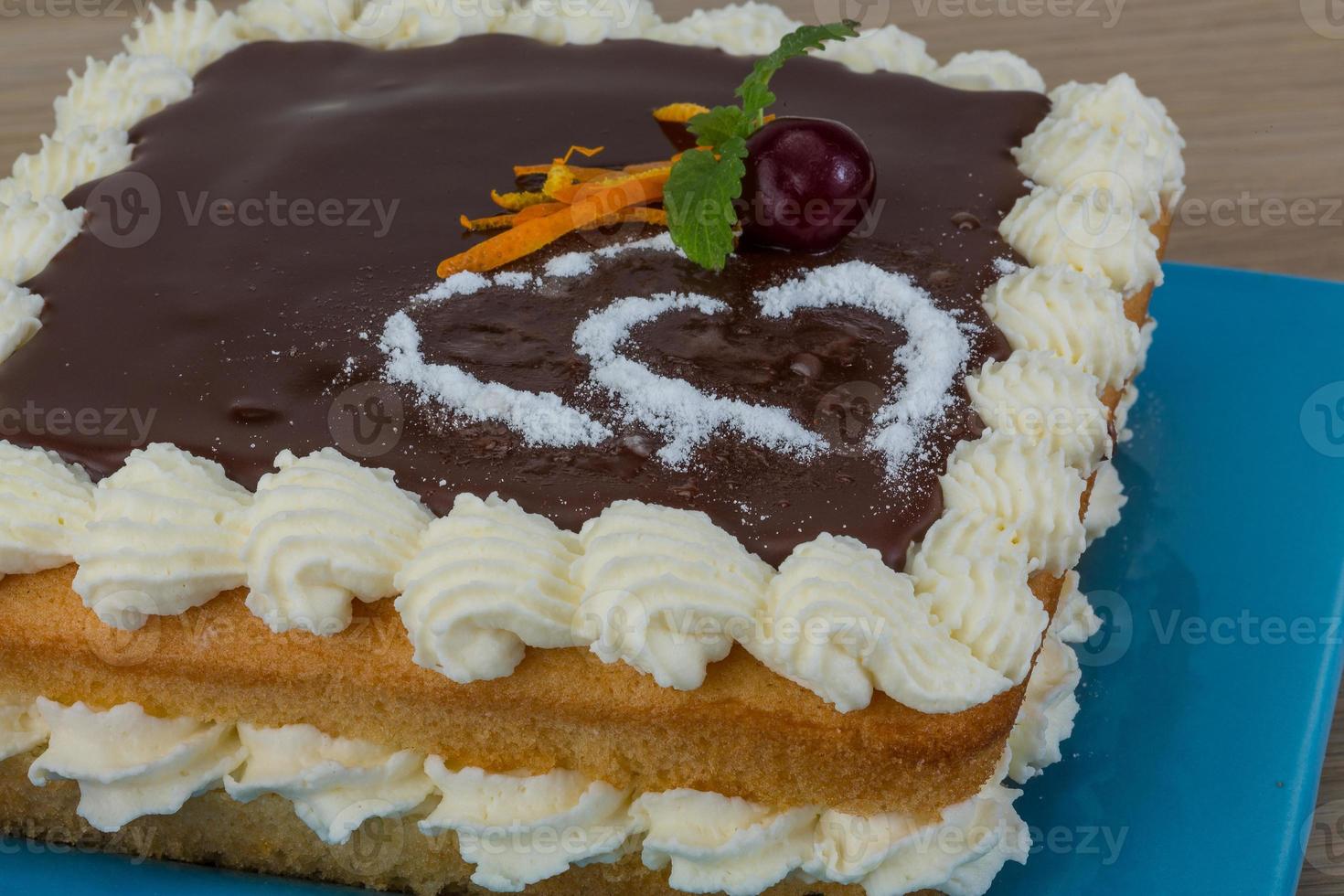 Chocolate icing cake photo