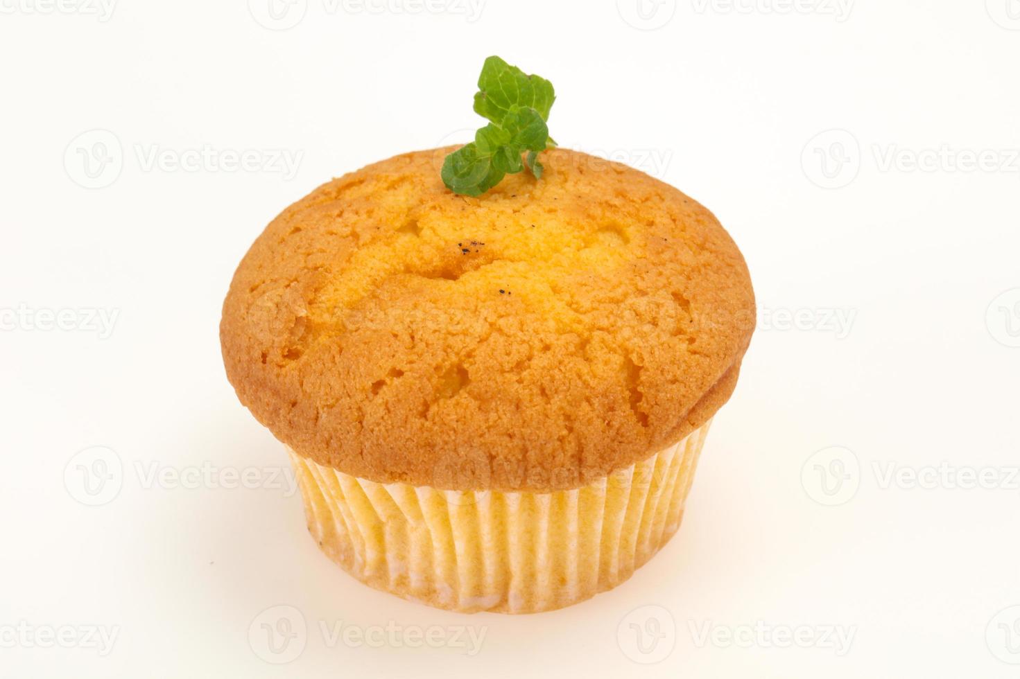 Sweet tasty muffin served mint photo