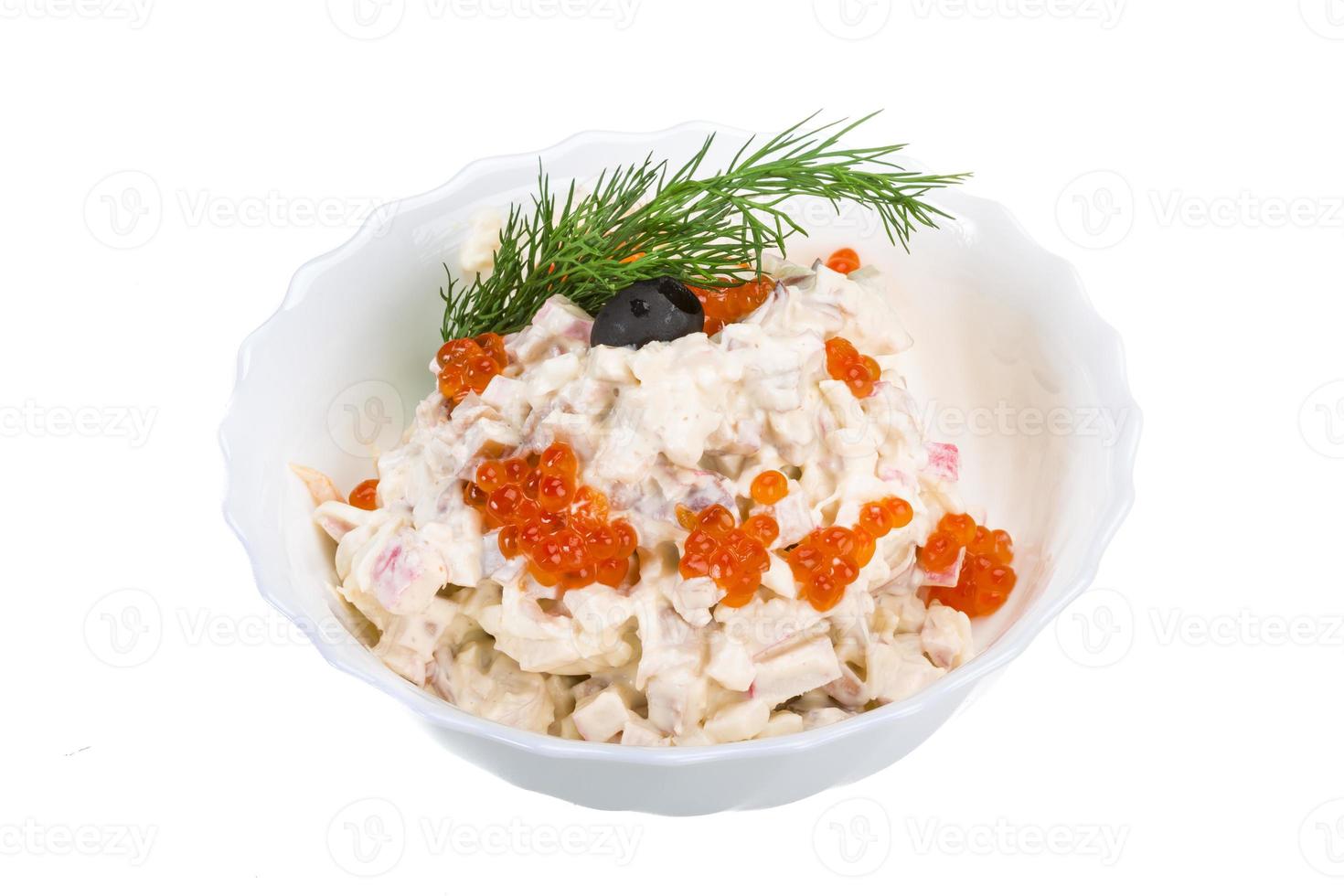 Seafood salad on white photo