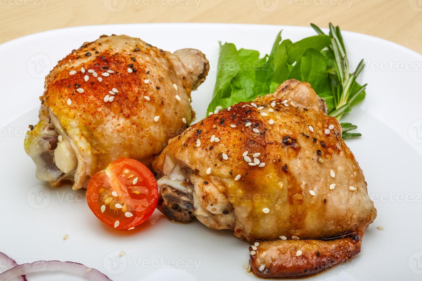 Roasted chicken thighs photo