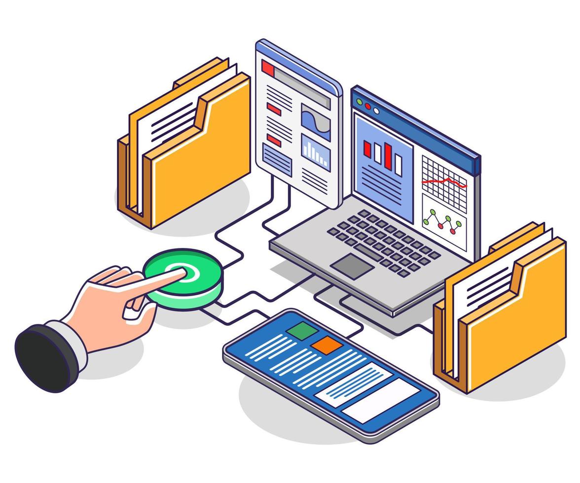 Hand press button and analyze data vector