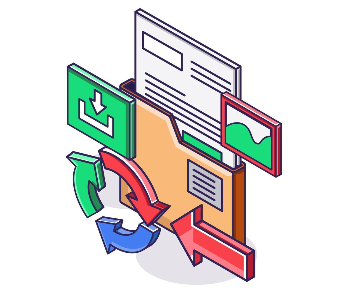 transacciones y descargas de transferencia de datos por correo electrónico vector