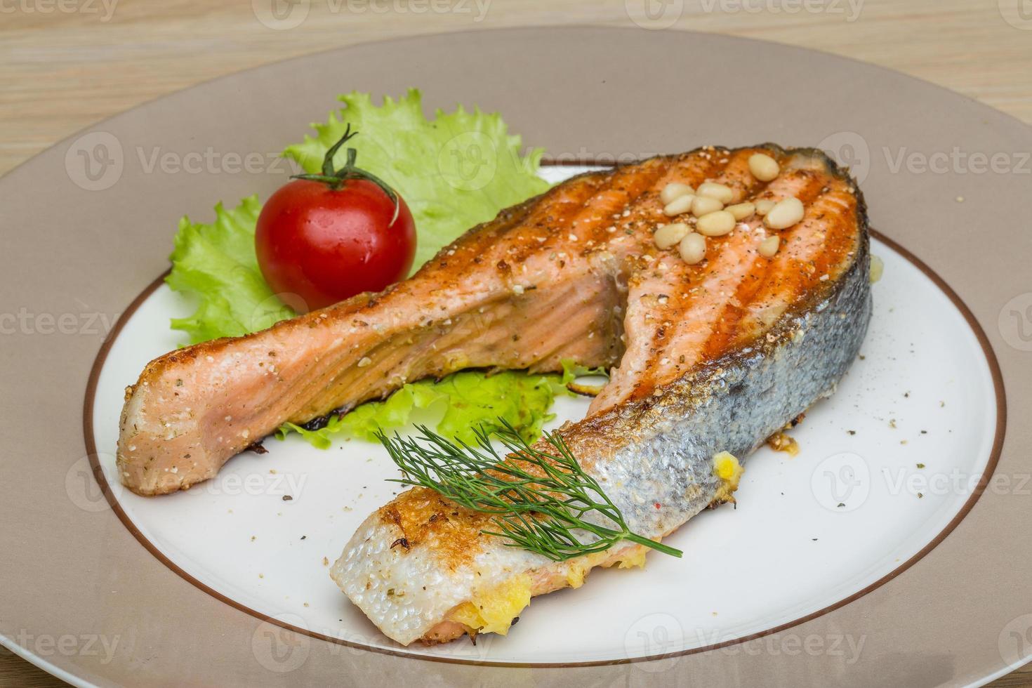 Grilled salmon steak photo