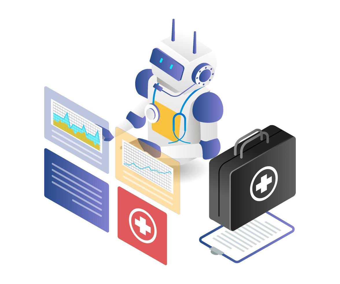 The robot analyzes the patient's health with the application vector