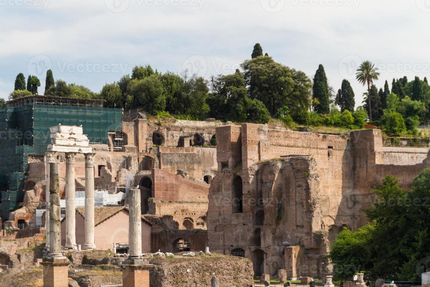 Building ruins and ancient columns  in Rome, Italy photo