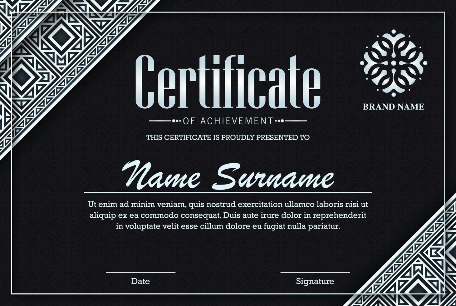 achievement certificate border style diploma vector