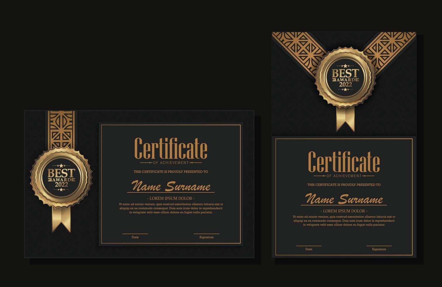Achievement certificate best award diploma vector
