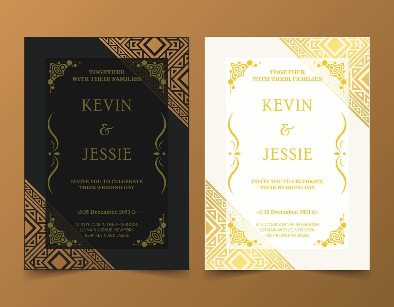 Elegant wedding invitation with pattern motif vector
