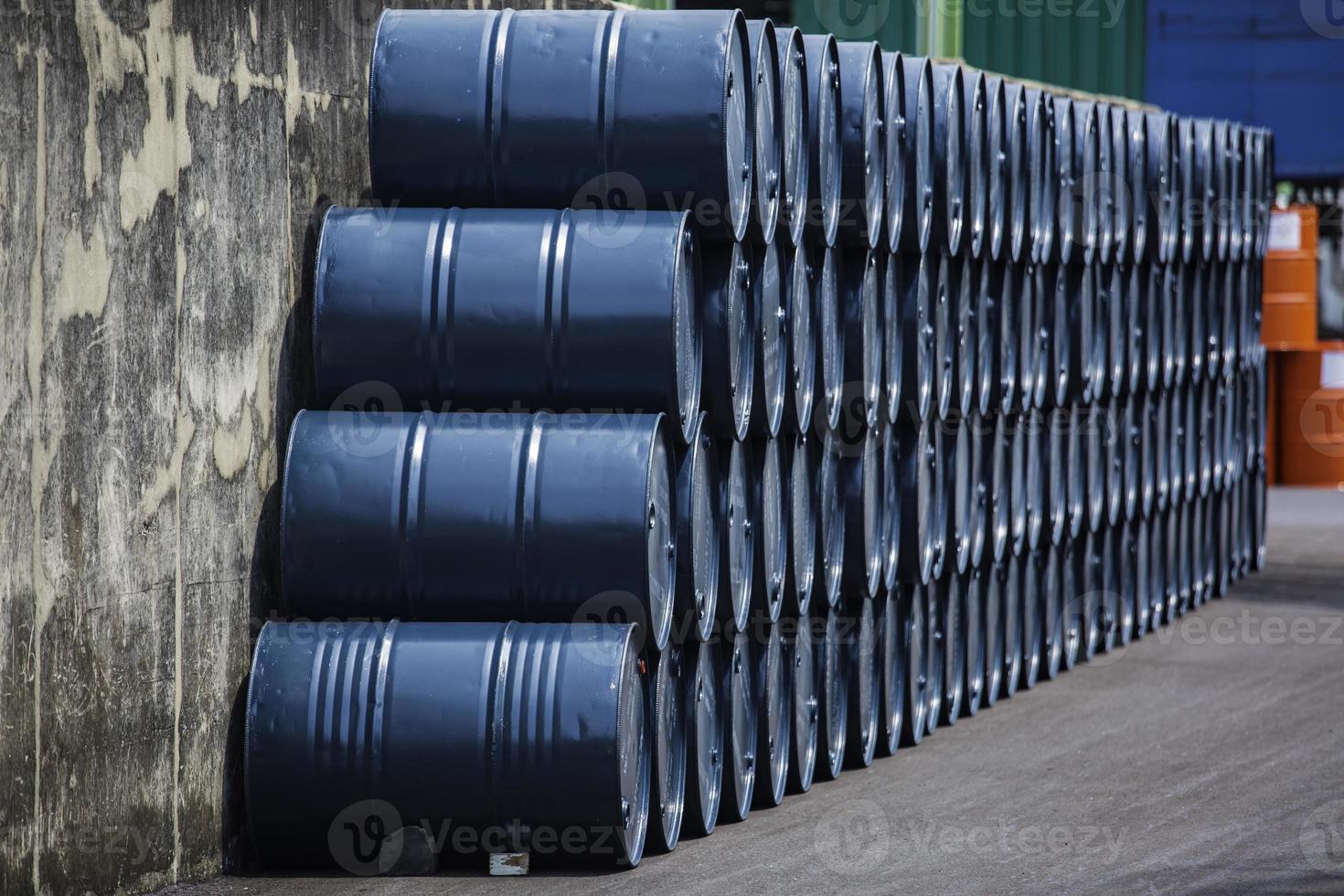 Oil barrels green or chemical drums horizontal photo