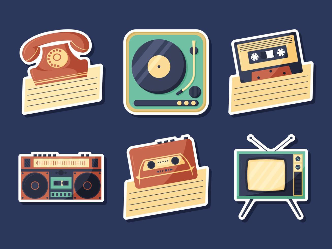 Journal Vintage Retro Sticker Collection vector