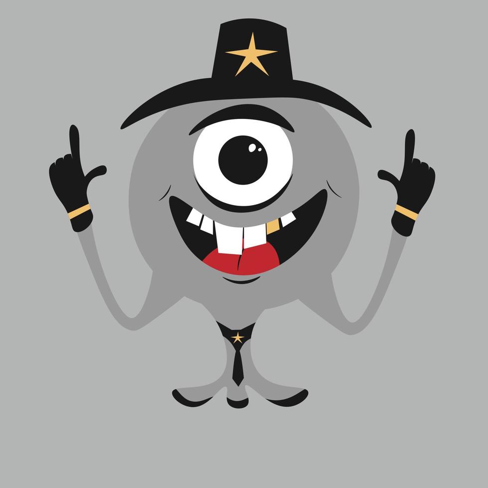 feliz icono de monstruo de Halloween. Lindo personaje de bebé divertido y aterrador de dibujos animados kawaii. ojos, lengua, colmillo de dientes, manos arriba. diseño plano. ilustración de dibujos animados de vectores