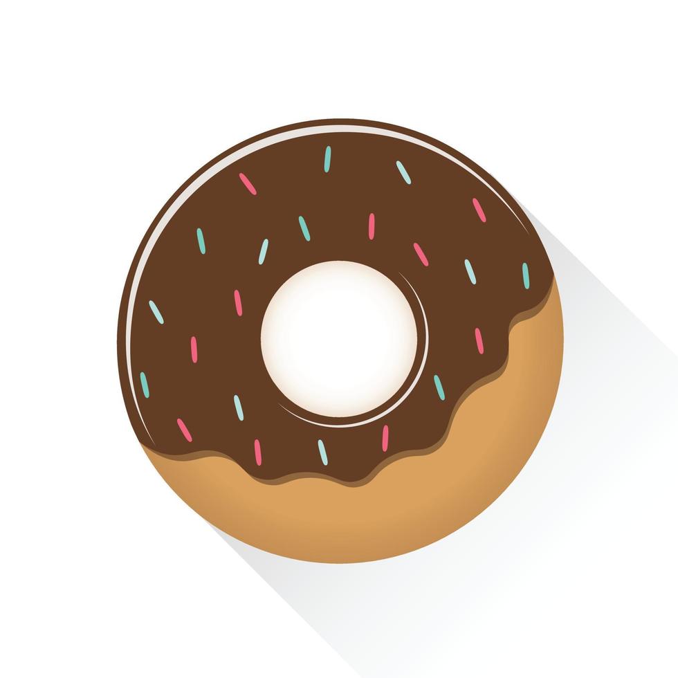 Sweet donut with glaze, isolated on white background. Vector cartoon illustration