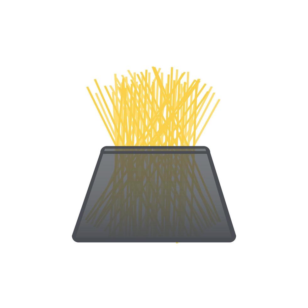 multicolor italian spaghetti in a grey transparent glass container isolated on white. vector illustration