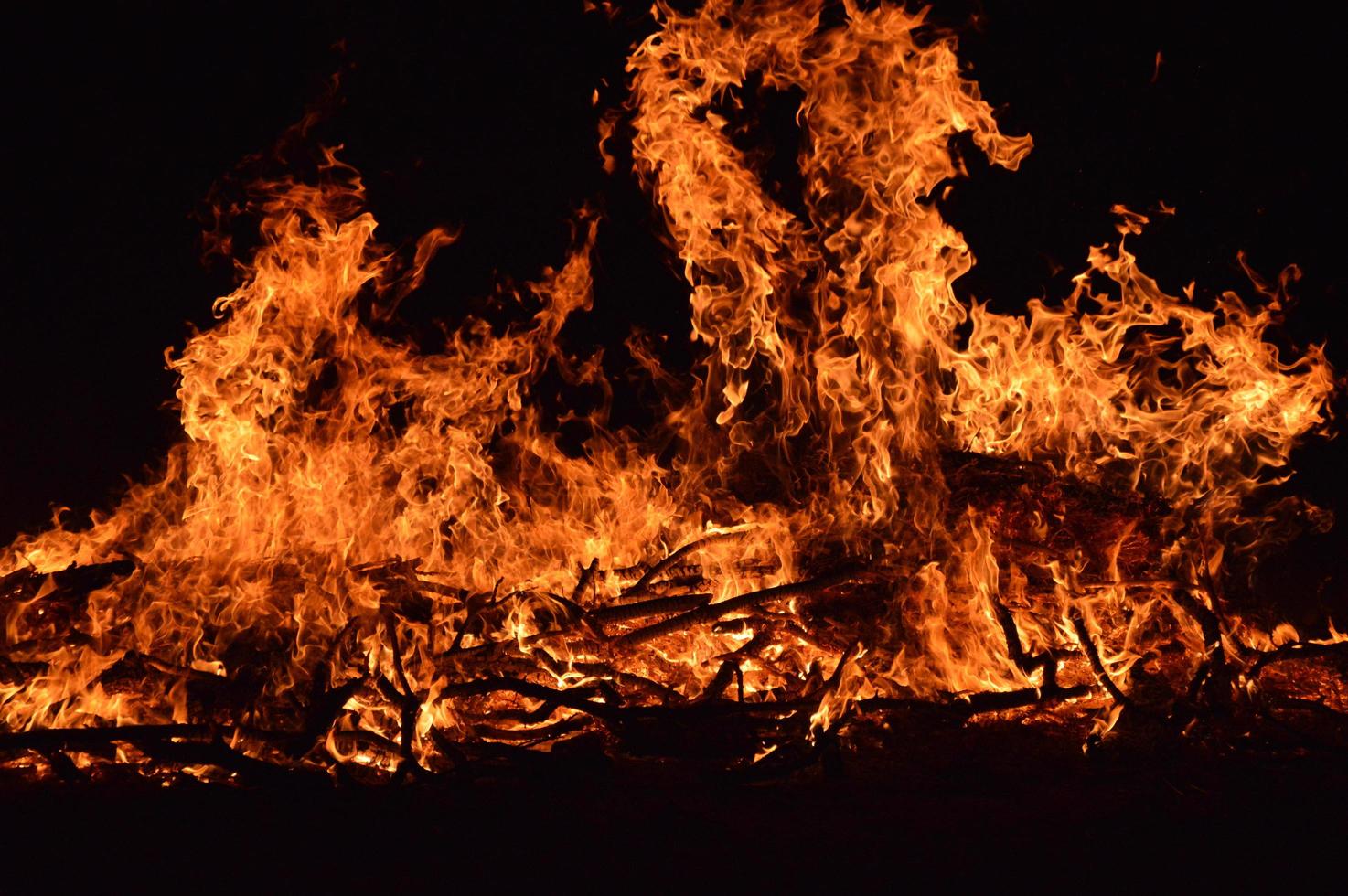 Flames in the night photo