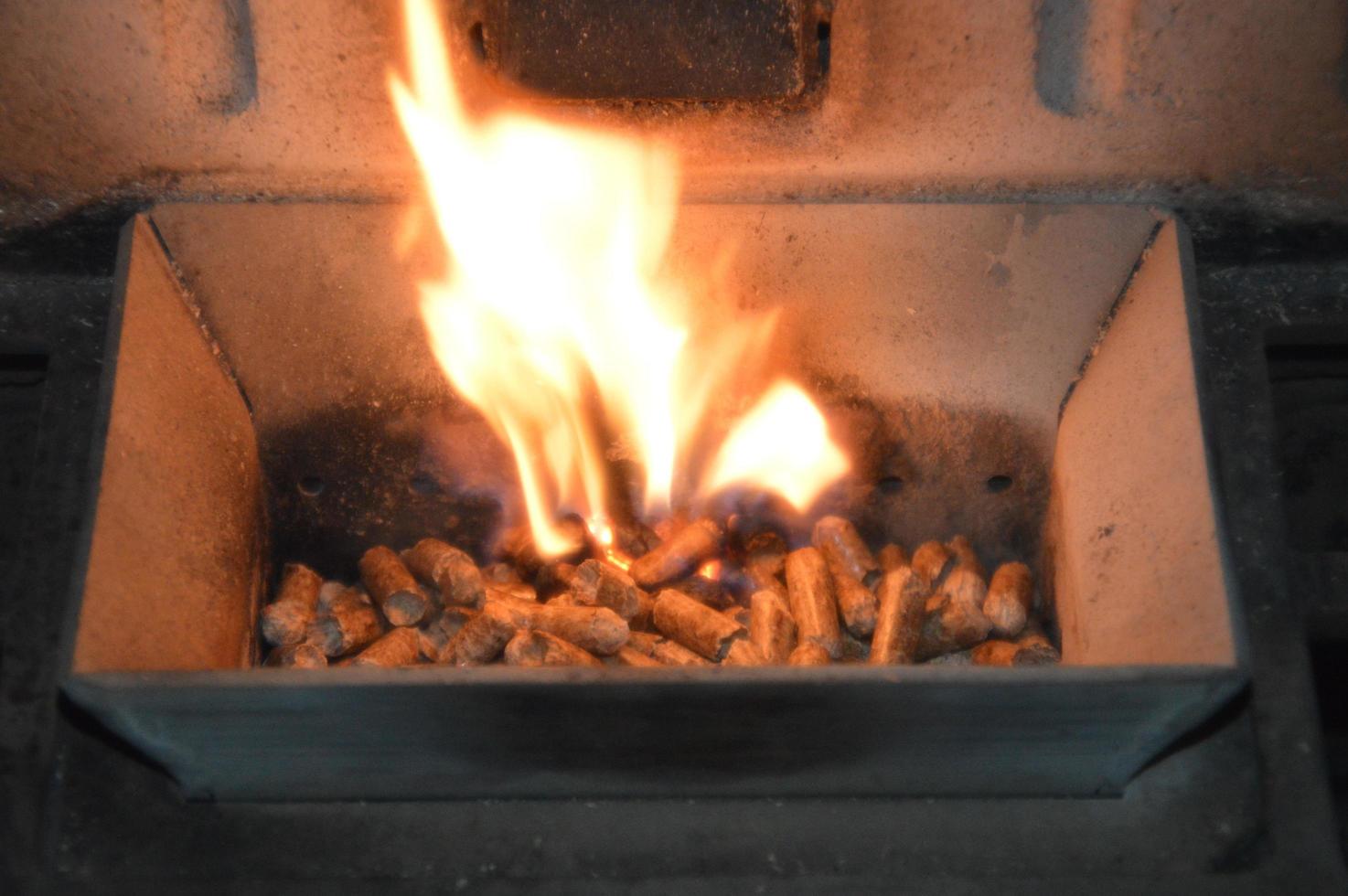 Wood pellets on fire photo