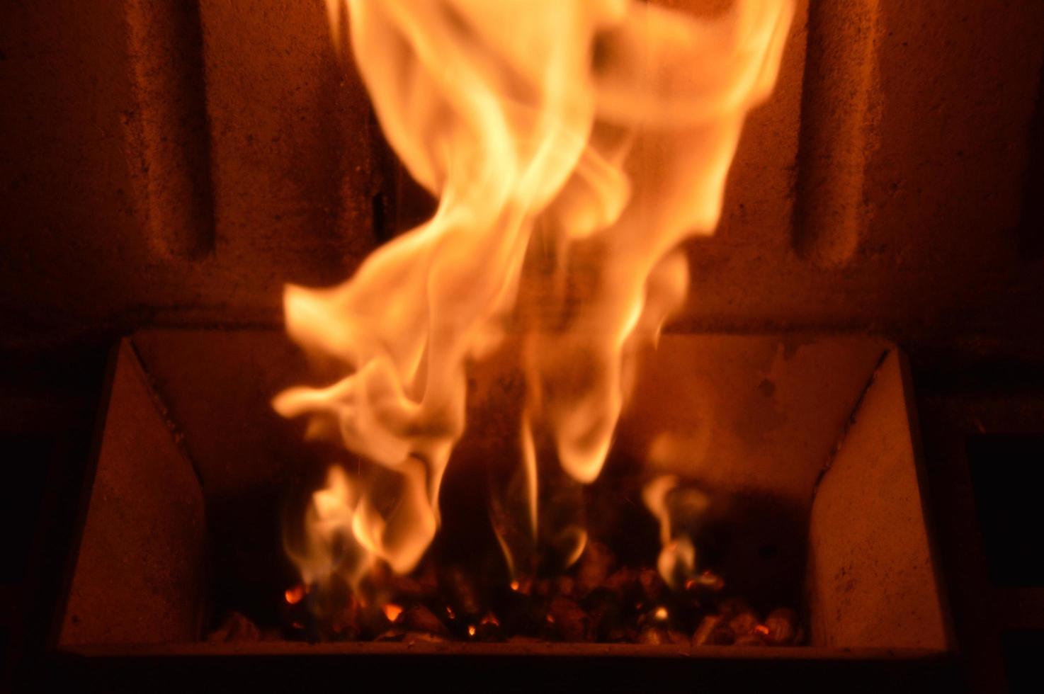 Wood pellets on fire photo