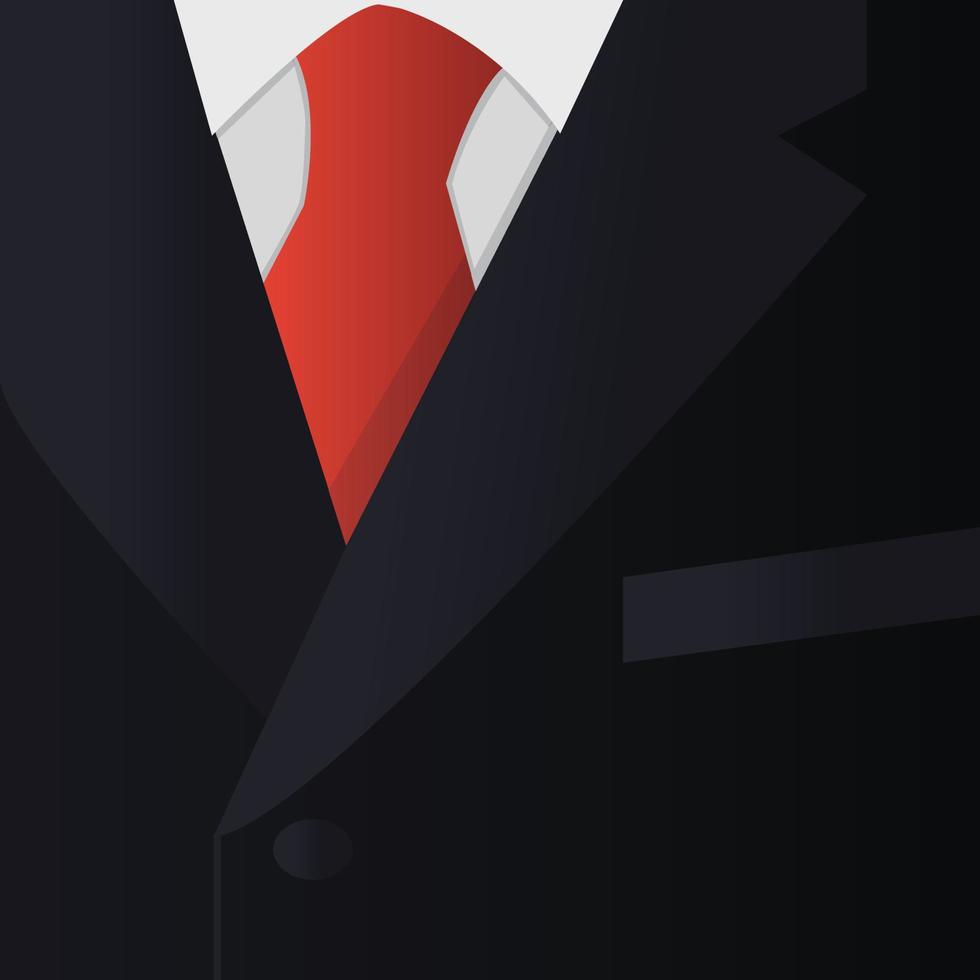 detail of men pinstripe suit jacket lapel with shirt and orange speckled tie. flat vector illustration