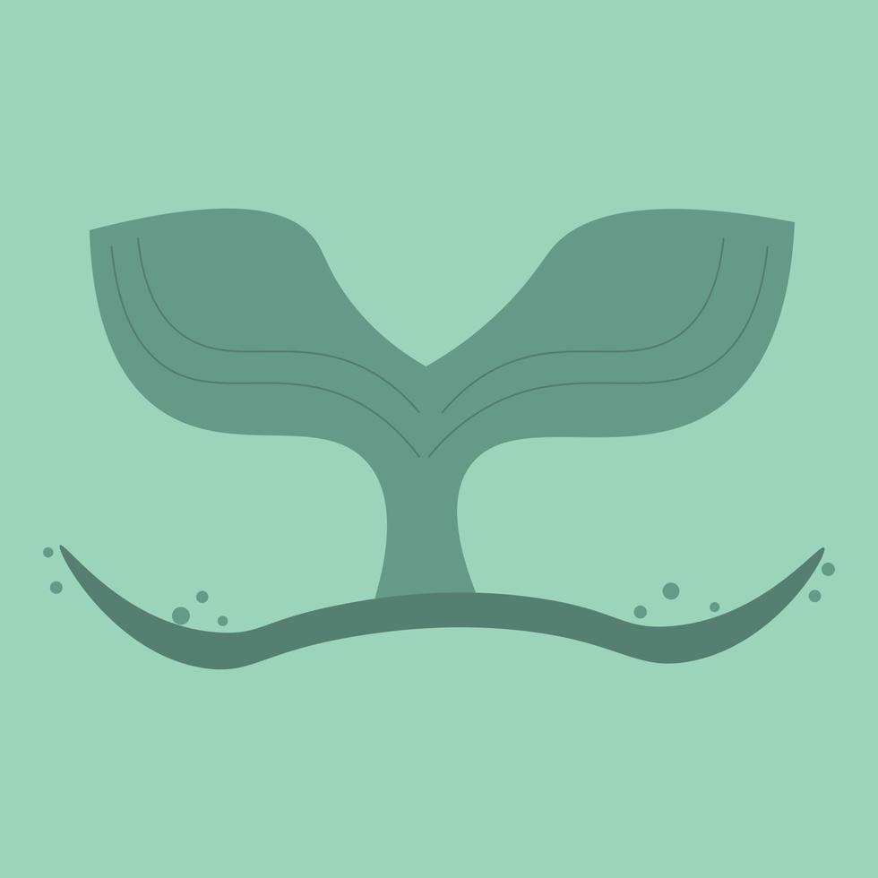 blue Whale tail animal cartoon art isolated logo diving in water. wave or sea symbol or icon sign vector flat design. graphic illustration vacation  holiday underwater for print