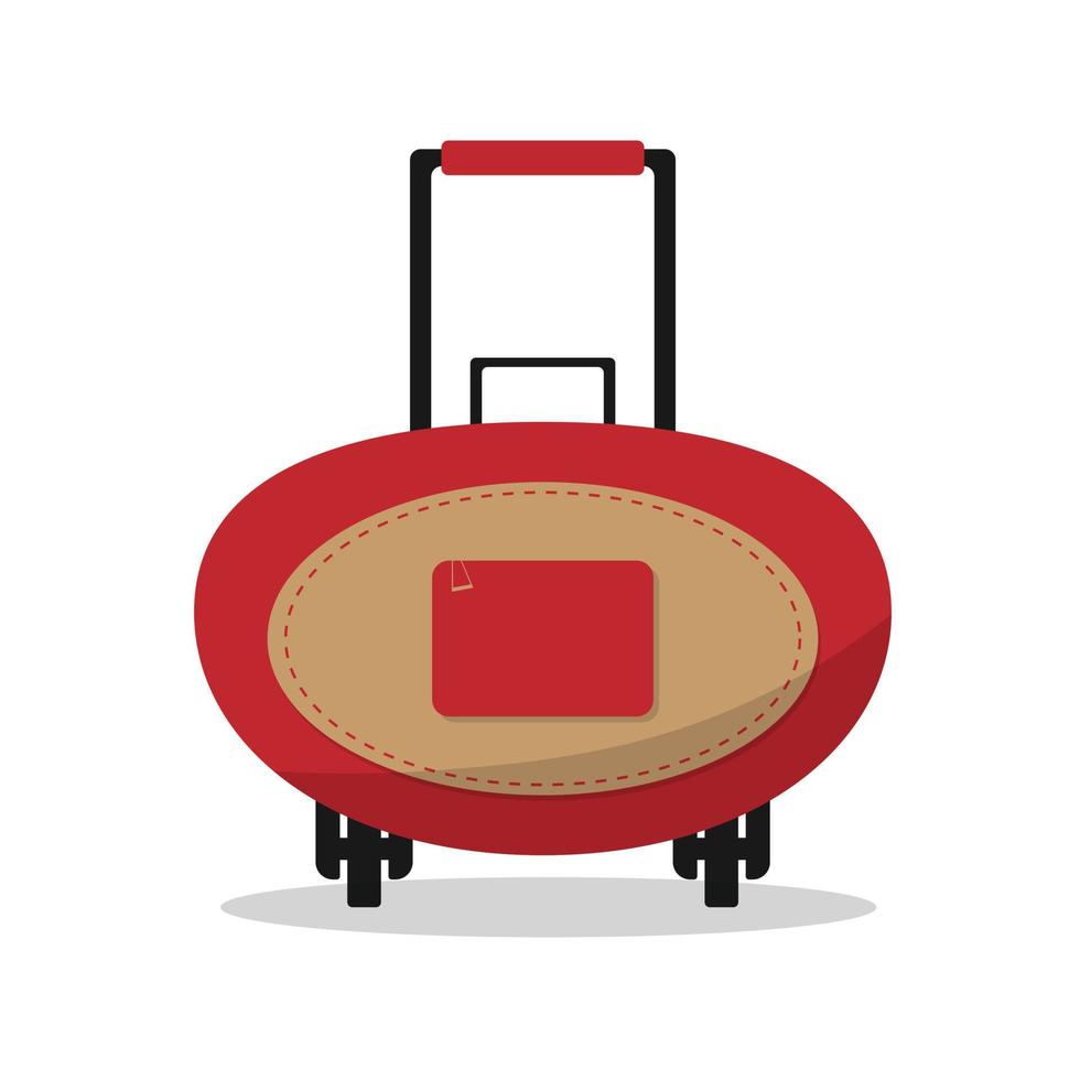 Cartoon luggage suitcase on wheels. Isolate on a grey background. Vector illustration