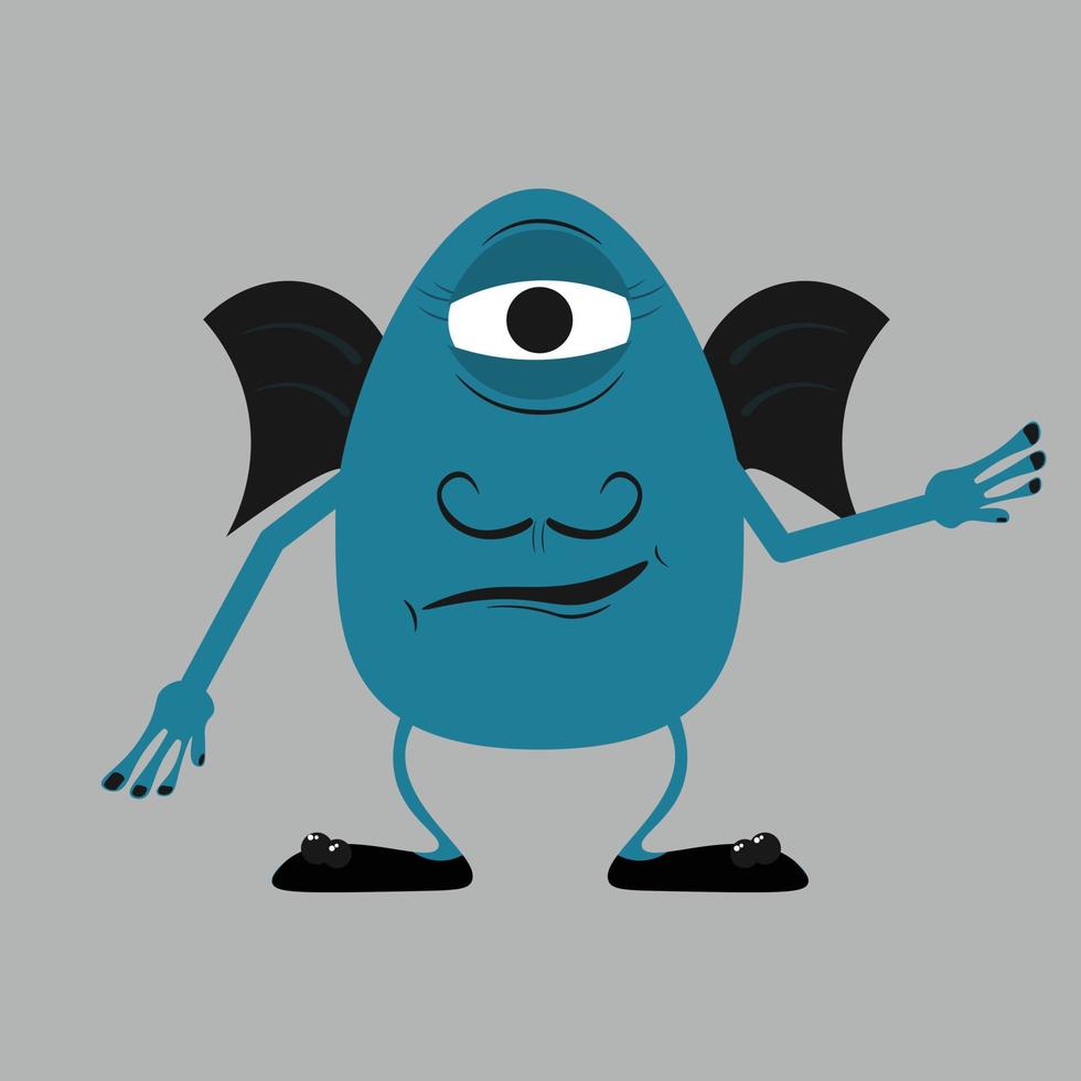 Happy Halloween Monster icon. Cute kawaii cartoon scary funny baby character. Eyes, tongue, tooth fang, hands up. Flat design. Vector cartoon illustration