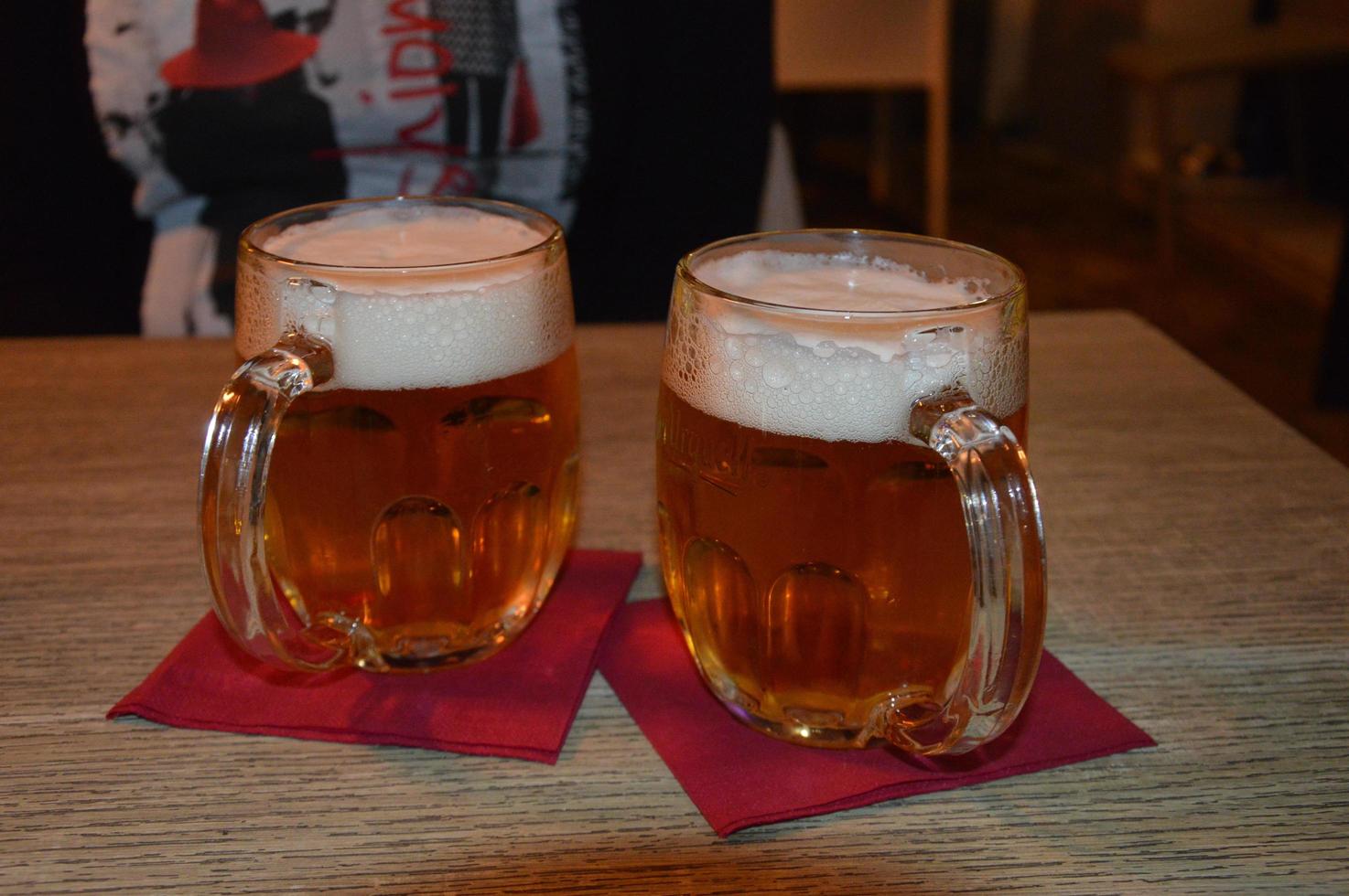 Beer glasses on a table photo