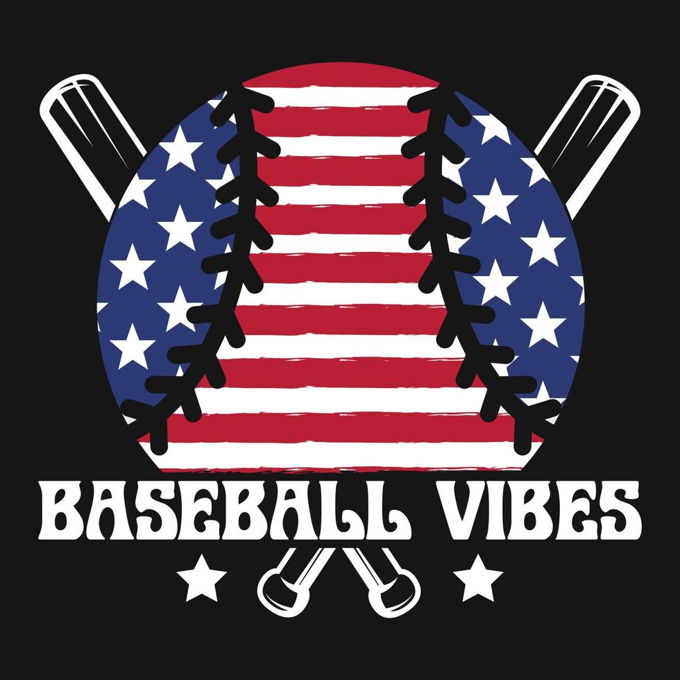 American Flag Baseball Vibes Vector