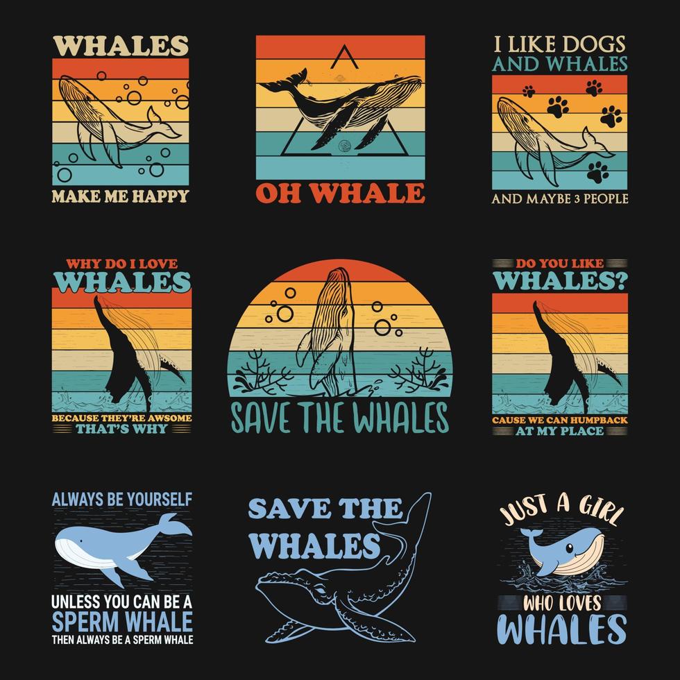 Blue Whale Typography  Vector