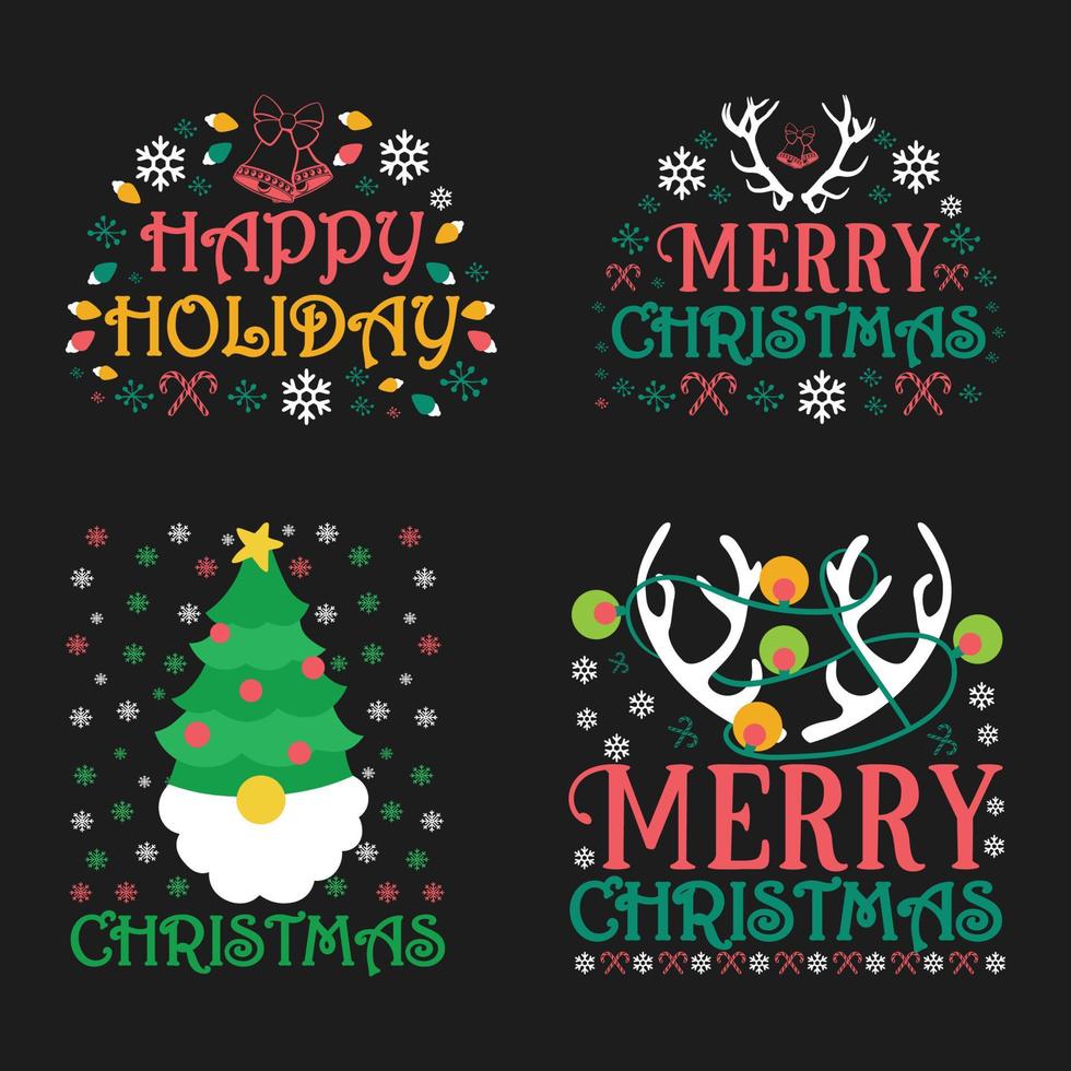 Merry Christmas Hunting Deer Typography Vector