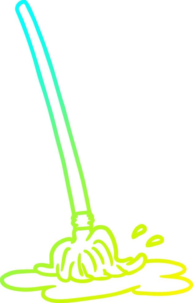 cold gradient line drawing wet cartoon mop vector