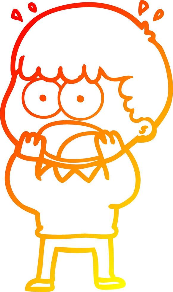 warm gradient line drawing cartoon shocked man vector