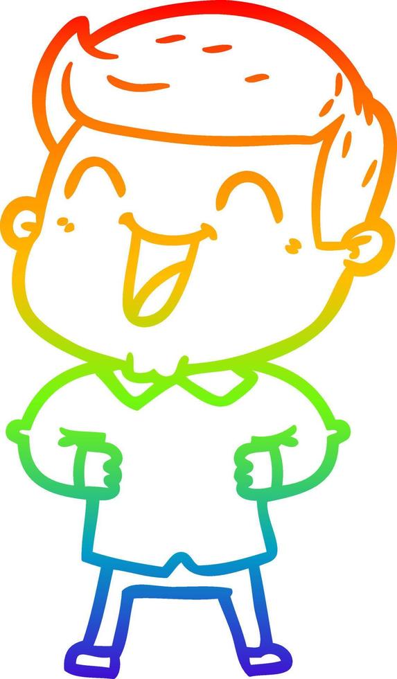 rainbow gradient line drawing cartoon man laughing vector