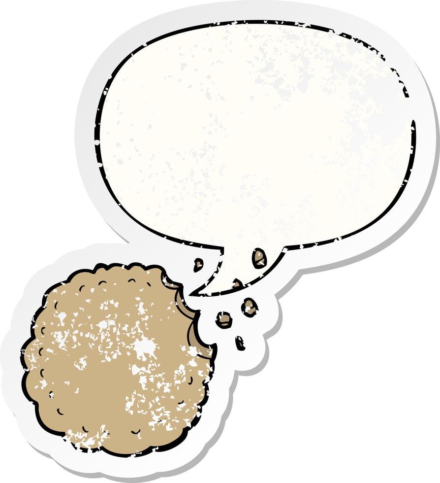 cartoon cookie and speech bubble distressed sticker vector