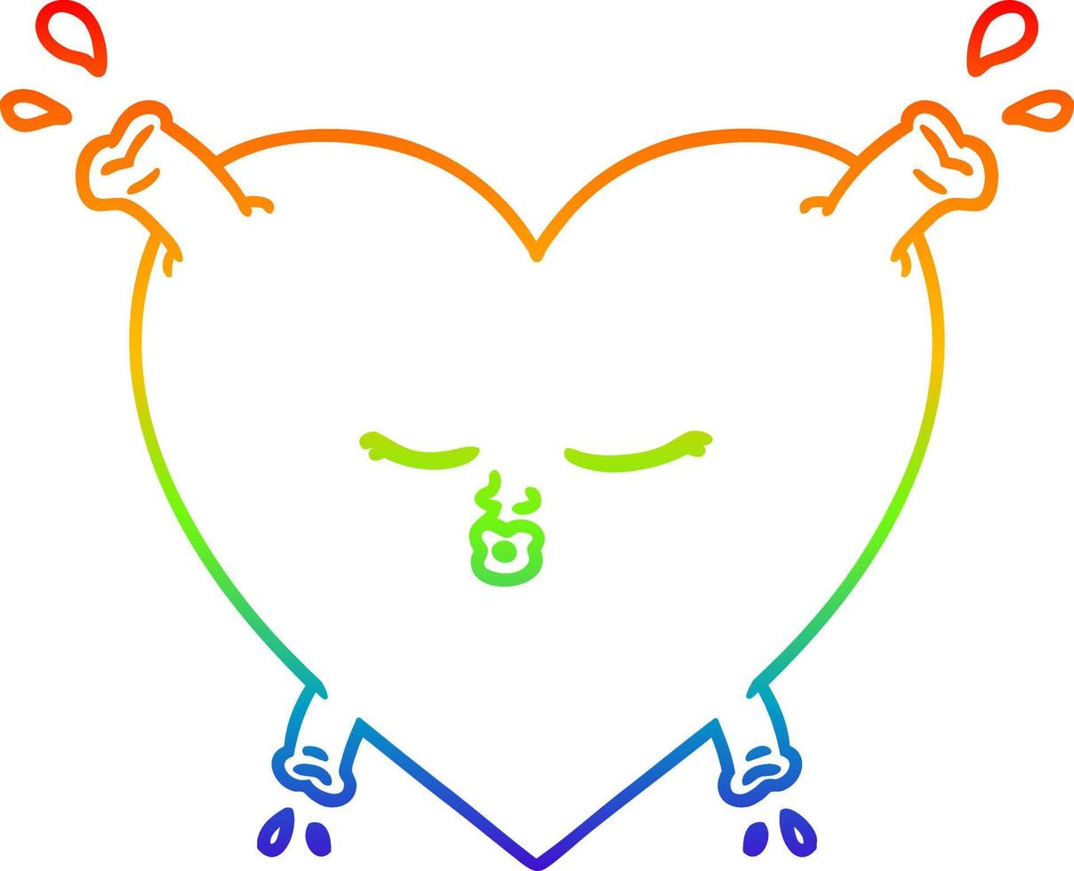 corazón de dibujos animados de dibujo de línea de gradiente de arco iris vector