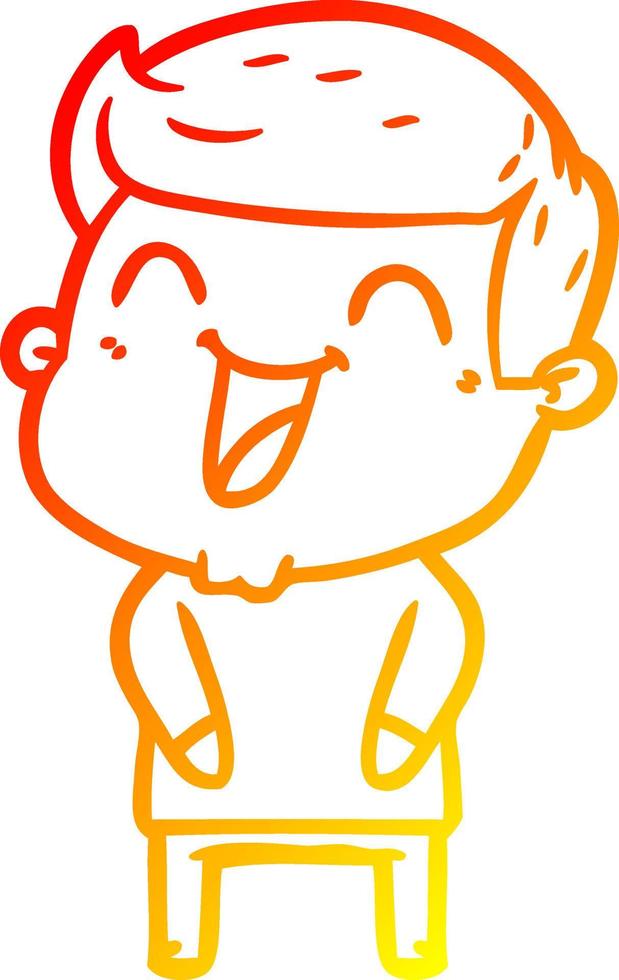 warm gradient line drawing cartoon man laughing vector
