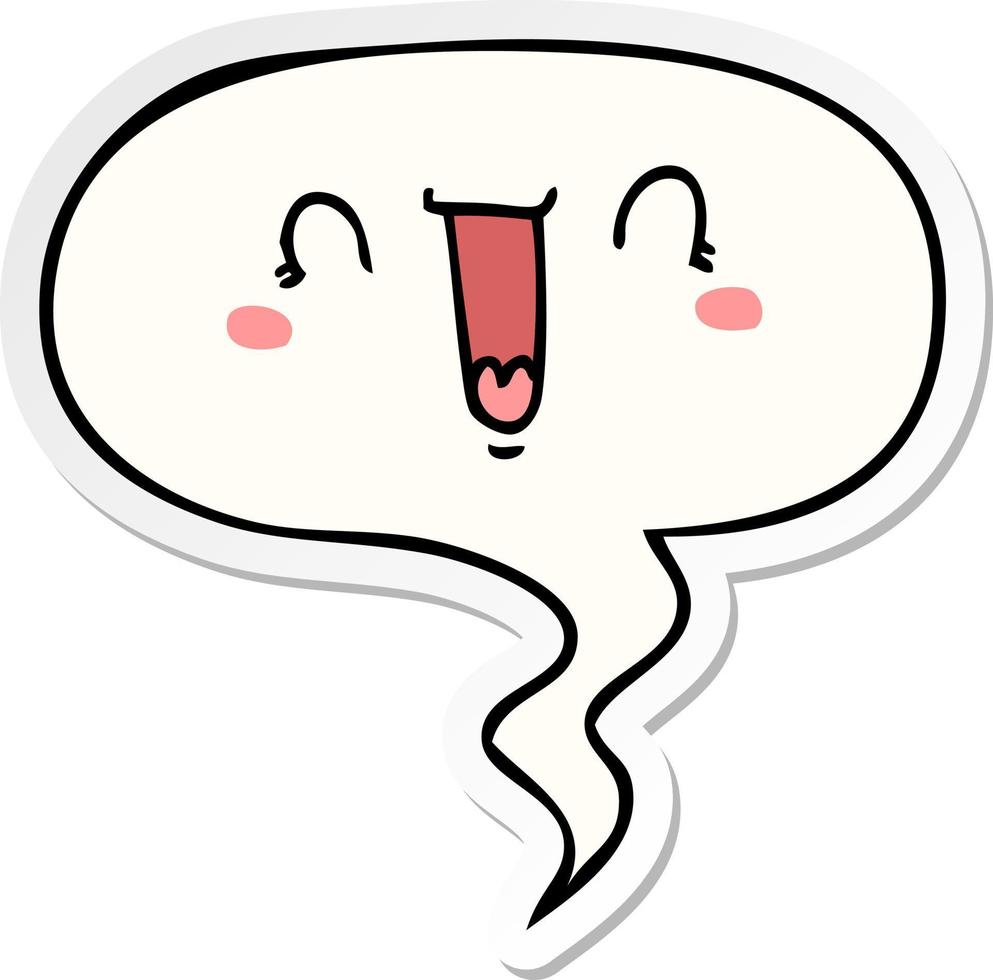 happy cartoon face and speech bubble sticker vector