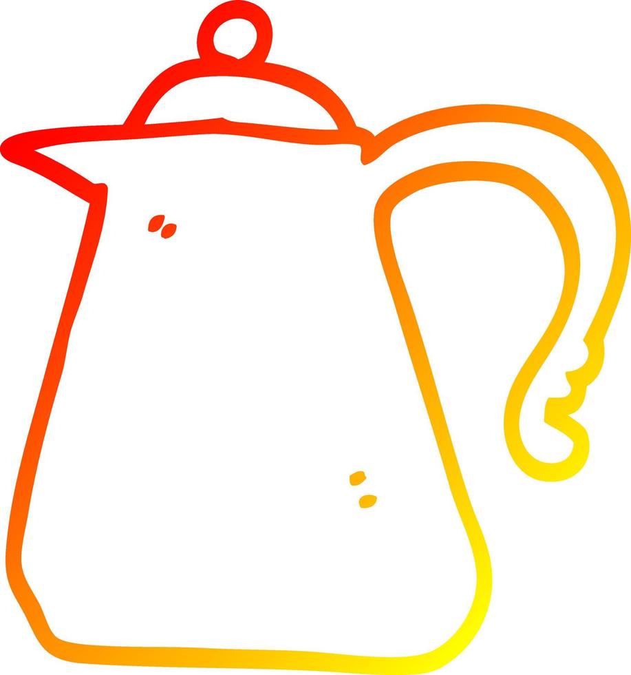 warm gradient line drawing cartoon kettle vector