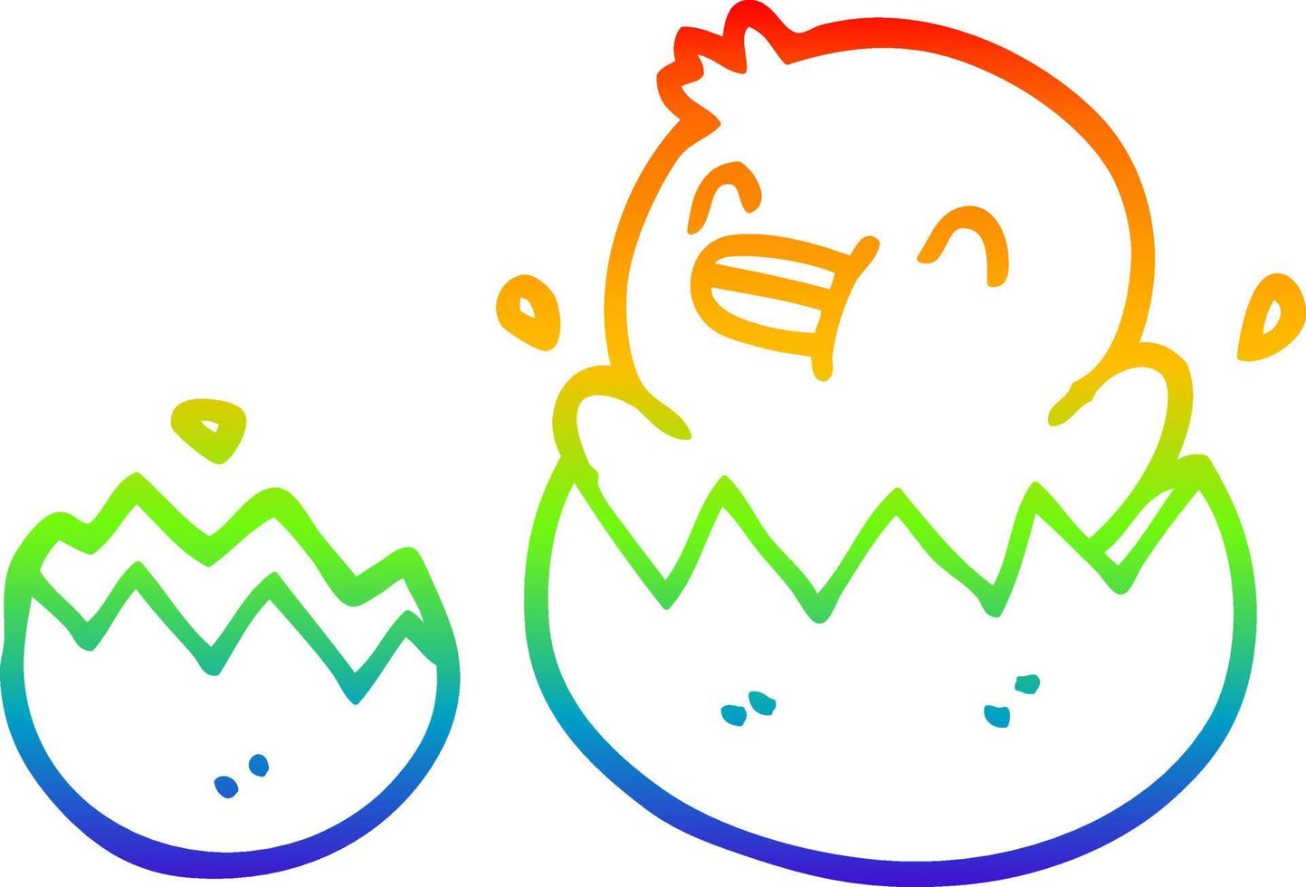 rainbow gradient line drawing cartoon baby duck vector